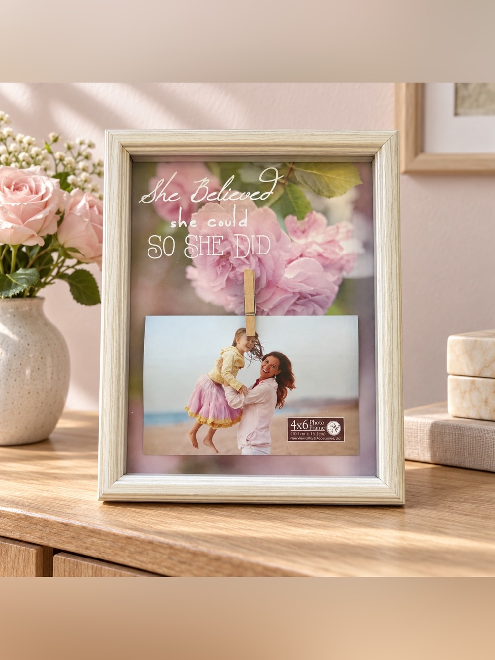 New View Floral “She Believed” 4x6 Photo Frame